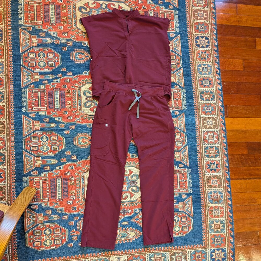 Figs scrub set, burgundy, sz S-XS